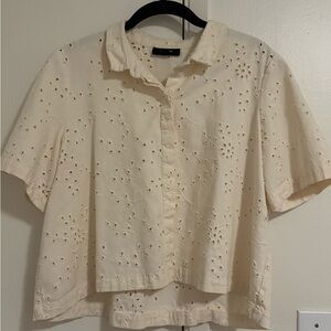 Alfani Cream Eyelet Blouse